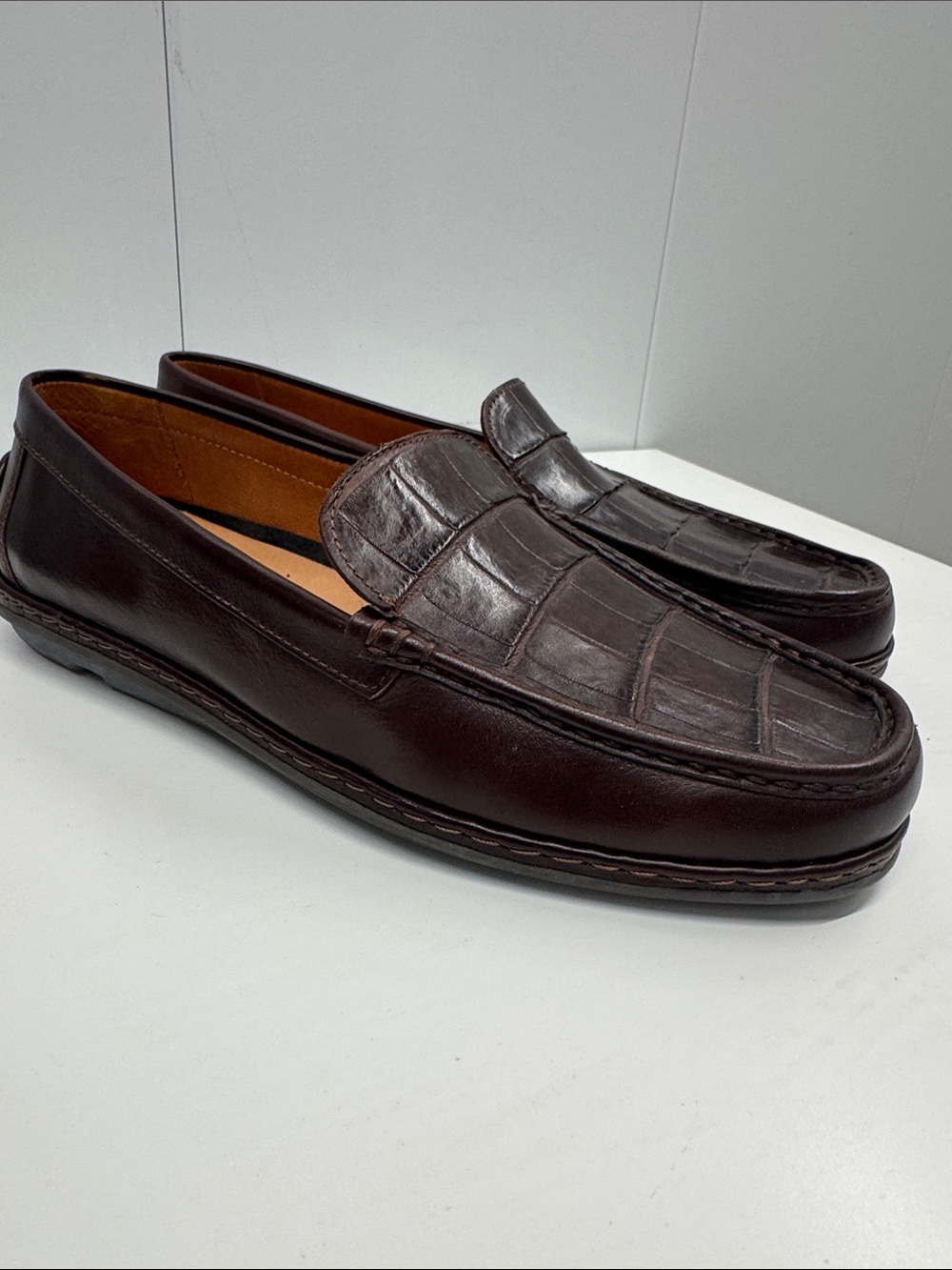 Caporicci XL-Wide size 42 Real genuine alligator Leather Penny Loafers.